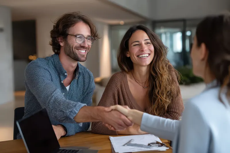 Business owner shaking hands with a customer