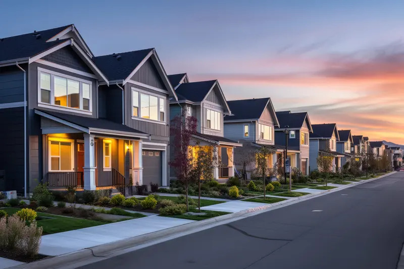 Neighbourhood of family homes at dusk