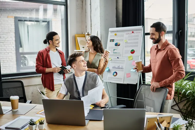 Team planning on a whiteboard